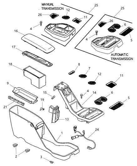 2001 Dodge Dakota Floor Console Diagram