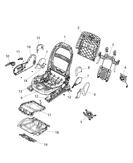 2015 Jeep Cherokee Frame-Front Seat Back Diagram for 68260532AB