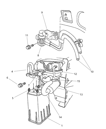 1997 Dodge Stratus Vapor Canister & Leak Detection Pump Diagram