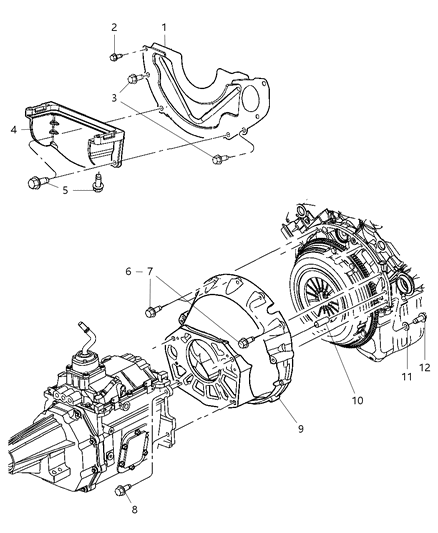 2004 Dodge Ram 1500 Housing & Pan, Clutch Diagram