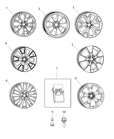 2017 Jeep Cherokee Aluminum Wheel Diagram for 5SN87DD5AB