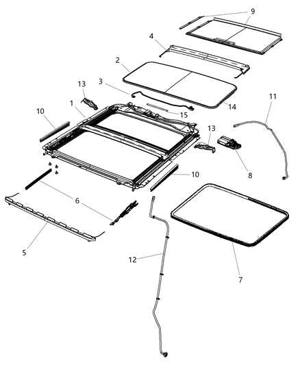 2017 Ram 2500 Sunroof Glass & Component Parts Diagram