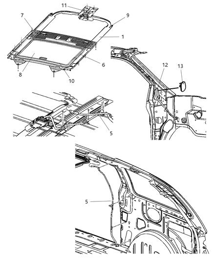 2006 Chrysler Town & Country Sunroof - Attaching Parts Diagram