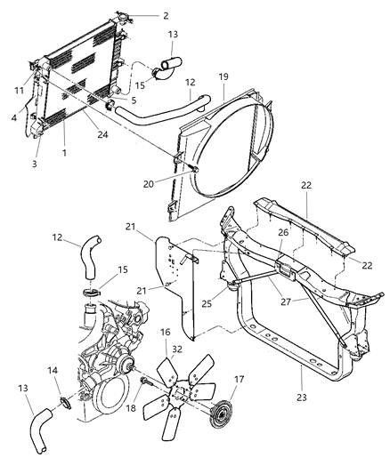 1999 Dodge Durango Engine Oil Cooler Diagram for 52105585AA