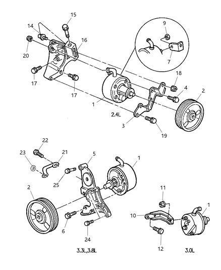 1999 Dodge Caravan Bracket-Power Steering Pump Diagram for 4612521