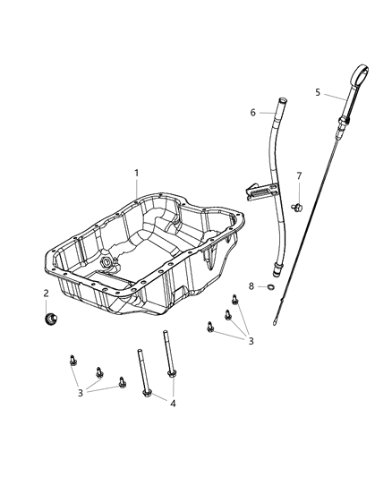 2016 Jeep Compass Engine Oil Pan & Engine Oil Level Indicator & Related Parts Diagram 3
