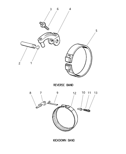 1999 Dodge Ram 1500 Bands, Reverse & Kickdown With Linkage Diagram 3