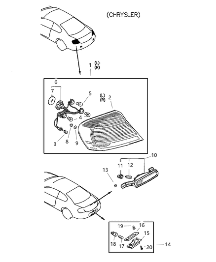 2004 Chrysler Sebring Lamp Pkg-Tail Stop Turn Diagram for MN133290