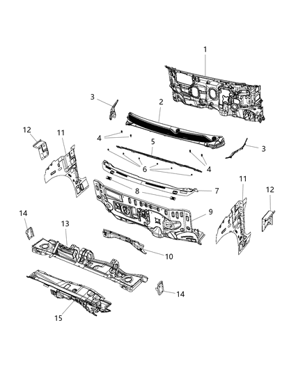 2017 Chrysler Pacifica Cowl, Dash Panel & Related Parts Diagram