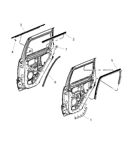 2012 Dodge Durango WEATHERSTRIP-Rear Door Opening Diagram for 55399186AC