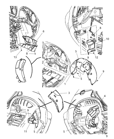 2004 Chrysler PT Cruiser Shields - Fenders Diagram