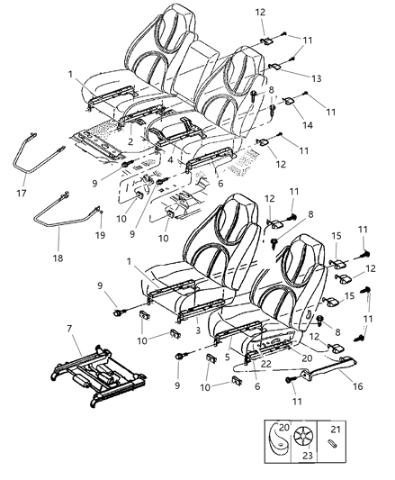 2001 Dodge Durango Adjuster & Attaching Parts Diagram