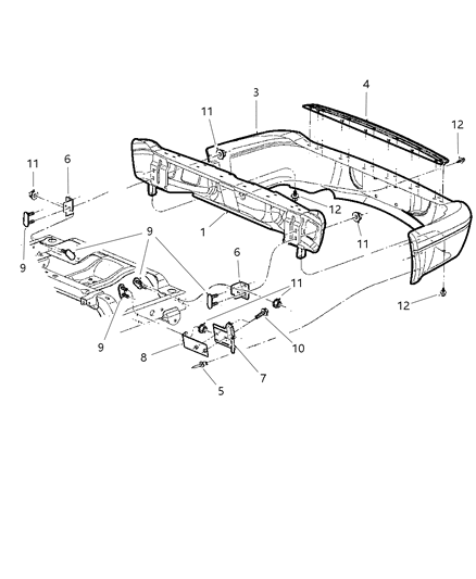 1998 Dodge Durango Bumper, Rear Diagram