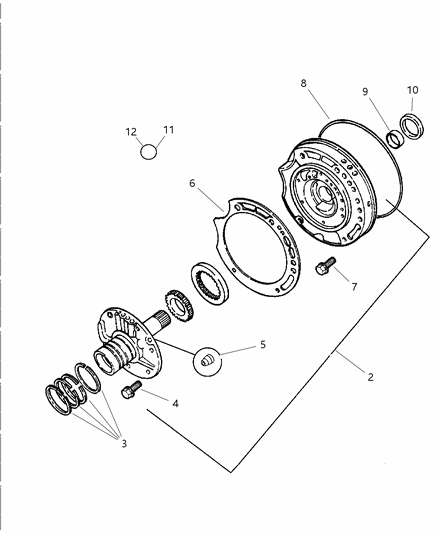 2003 Chrysler Sebring Sedan & Convertible Oil Pump & Reaction Shaft Diagram