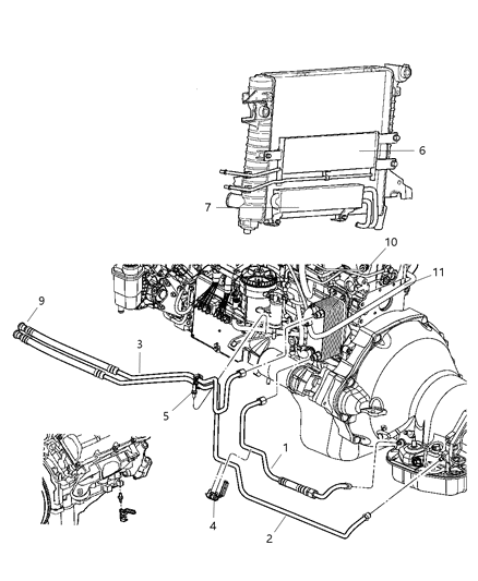 2007 Dodge Ram 3500 Pickup Transmission Oil Cooler & Lines Diagram 2