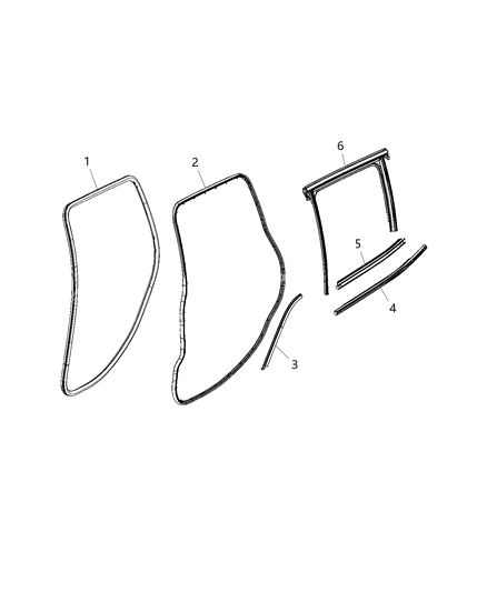 2020 Jeep Compass WEATHERSTRIP-Door Glass Diagram for 68242127AC