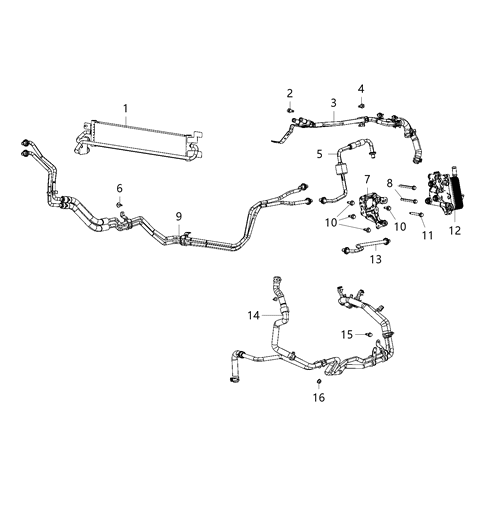 2021 Jeep Gladiator Transmission Oil Cooler & Lines Diagram 1