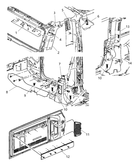 2007 Jeep Wrangler Panels - Interior Trim Diagram