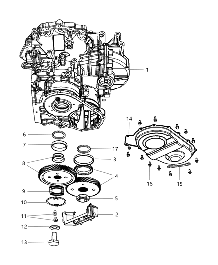 2007 Chrysler Sebring Transfer & Output Gears Diagram