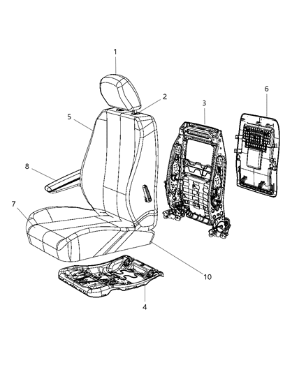 2009 Dodge Grand Caravan HEADREST-Front Diagram for 1JA901DVAA