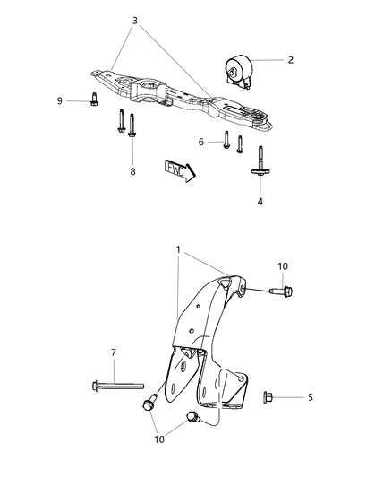 2012 Chrysler Town & Country Engine Mounting Front Diagram 1