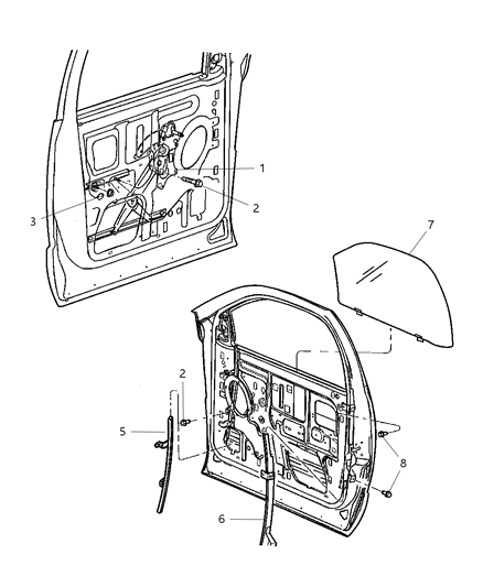 2003 Dodge Ram 2500 Door, Front Glass & Regulator Diagram