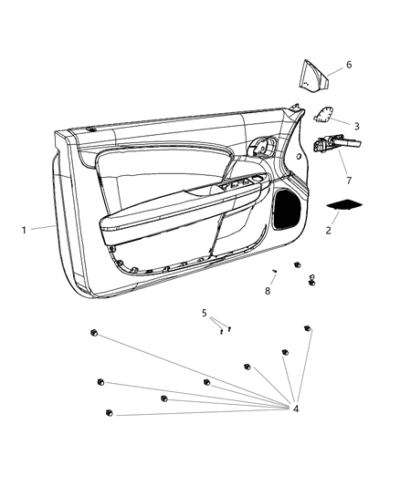 2011 Chrysler 200 Panel-Front Door Trim Diagram for 1TT441X9AB