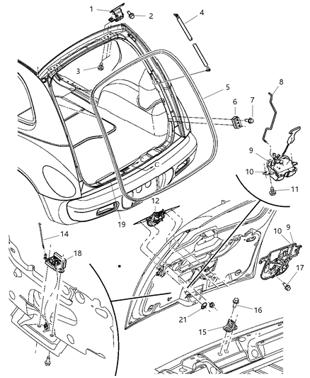 2005 Chrysler PT Cruiser WEATHERSTRIP-LIFTGATE Opening Diagram for 4724763AE