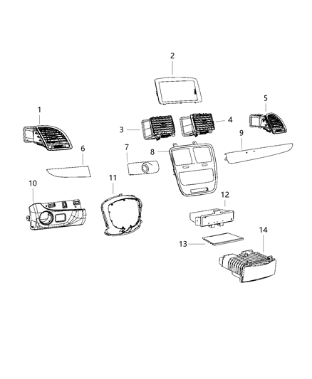 2020 Dodge Grand Caravan Outlet-Air Conditioning & Heater Diagram for 1QY60DX9AJ