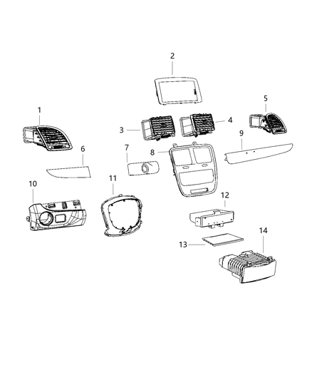 2020 Dodge Grand Caravan Instrument Panel-Air Conditioning & Heater Diagram for 1QY58DX9AJ