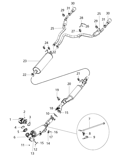 2019 Ram 1500 Clamp-Exhaust Diagram for 68357411AA