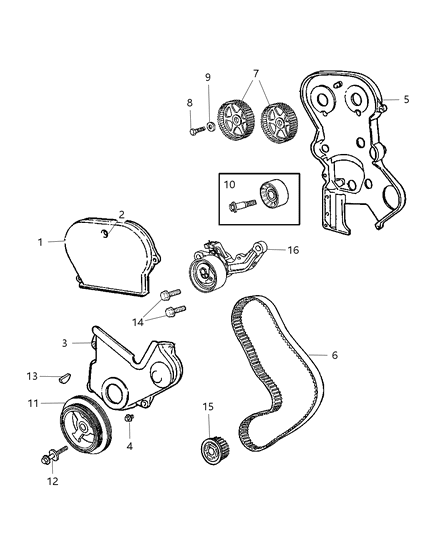 2007 Chrysler PT Cruiser Timing Belt / Chain & Cover Diagram 3