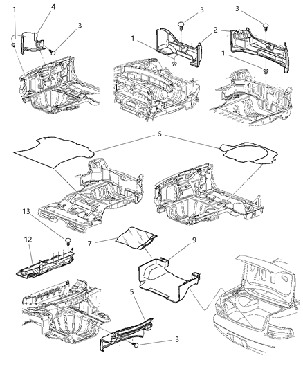 2001 Chrysler Sebring Sedan & Convertible Luggage Compartment Diagram