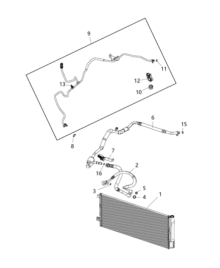 2016 Jeep Renegade Line-A/C Liquid Diagram for 68255595AA