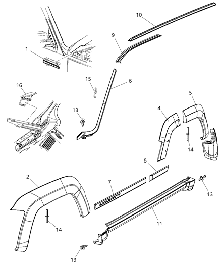 2010 Jeep Liberty Molding-A-Pillar Diagram for 57010162AC