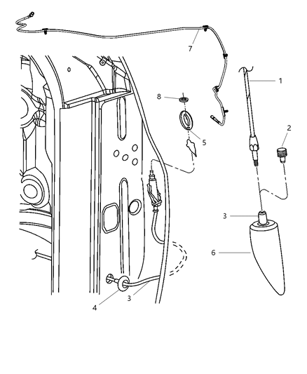 2008 Dodge Ram 3500 Mast-Antenna Diagram for 4685574AF