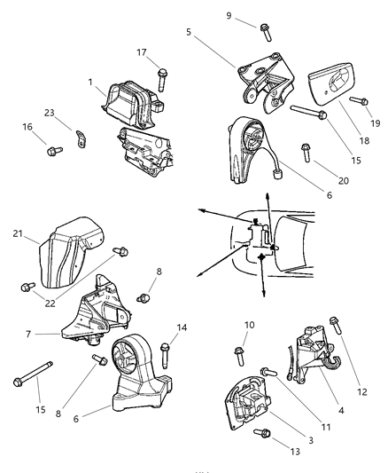 2001 Chrysler Sebring Sedan & Convertible Engine Mounts Diagram 3