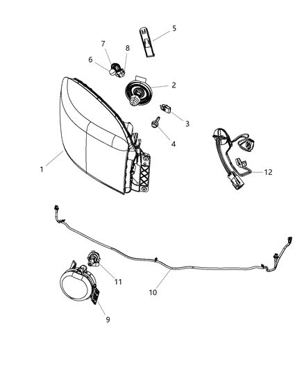 2009 Dodge Ram 1500 Park And Turn Headlamp Left Diagram for 68001485AC