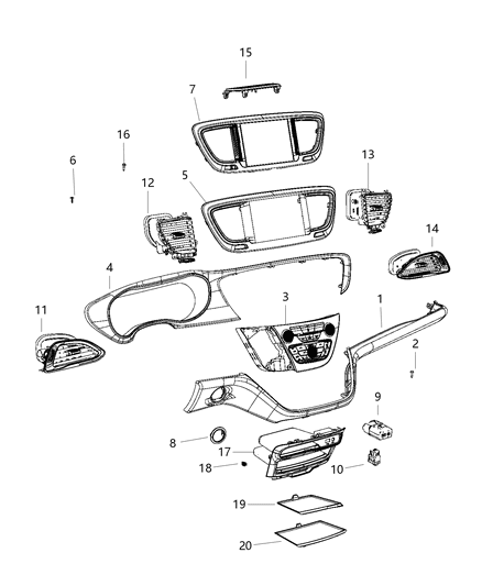 2020 Chrysler Voyager Center Stack Control Diagram for 6UX591X8AA