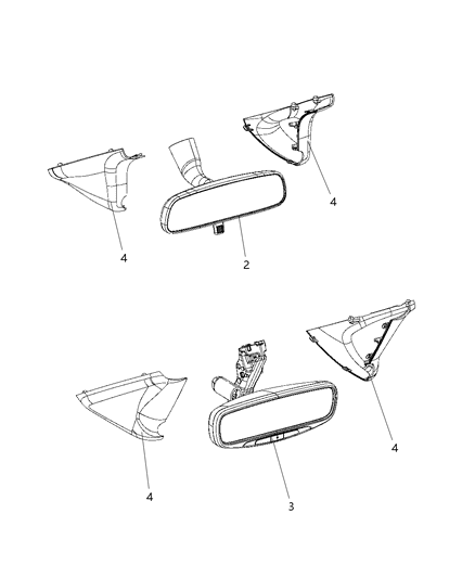 2020 Jeep Cherokee Inside Rear View Mirror Diagram for 68333748AA