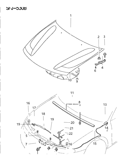 1997 Chrysler Sebring Coupe Front Hood & Lock Diagram