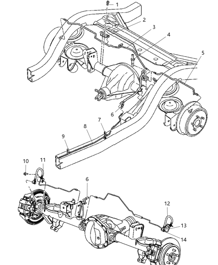 2004 Jeep Wrangler Brake Lines & Hoses, Rear Diagram 2