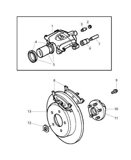 2007 Chrysler Town & Country Brakes, Rear Disc Diagram