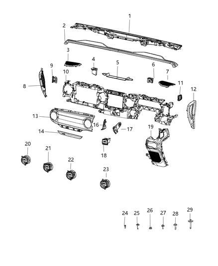 2019 Jeep Wrangler Instrument Panel, Upper Diagram 2