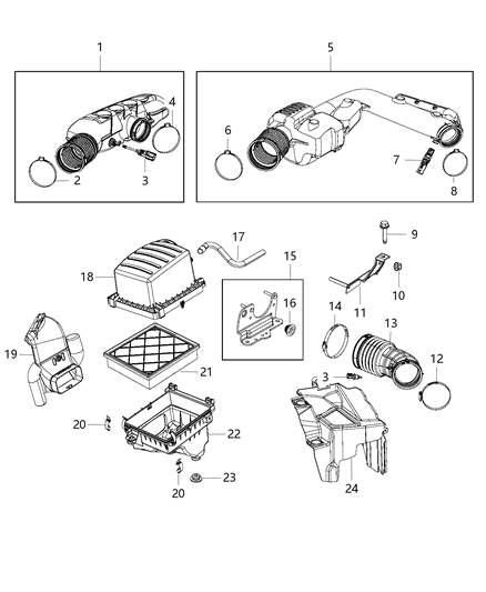 2014 Jeep Grand Cherokee Clean Air Duct Diagram for 5038465AC
