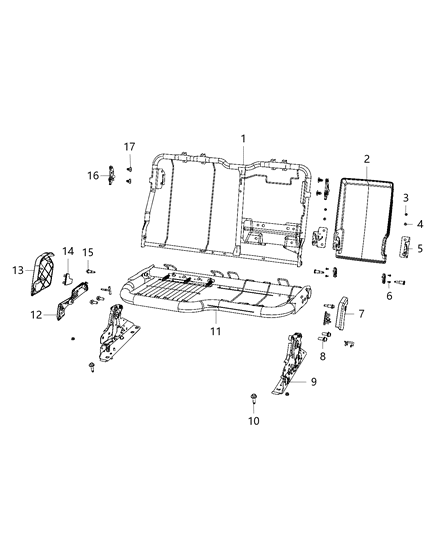 2019 Ram 3500 Cab Chassis(<10K lb.) Second Row - Adjusters, Recliners, Shields And Risers Diagram 4