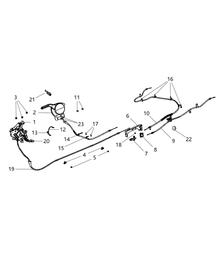 2011 Dodge Journey Park Brake Lever & Cables Diagram