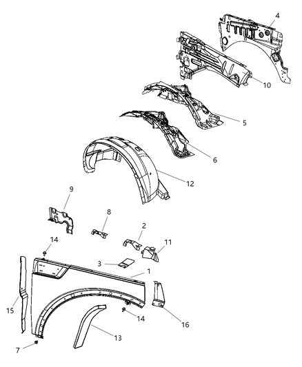 2009 Dodge Nitro Shield-Front Inner Diagram for 55176858AO