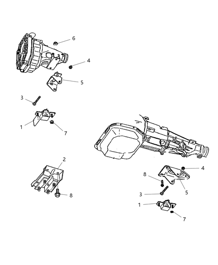 2004 Dodge Dakota INSULATOR-Transmission Support Diagram for 52021845AA