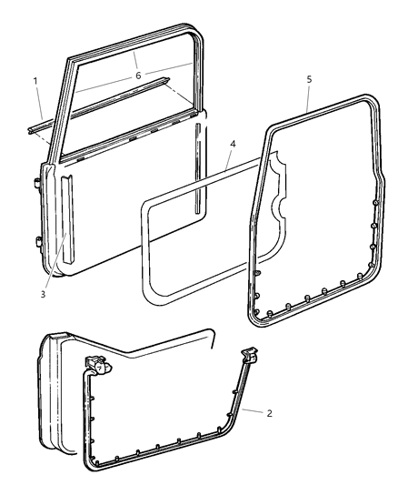 2000 Jeep Wrangler WEATHERSTRIP-Front Door Diagram for 55177261AB